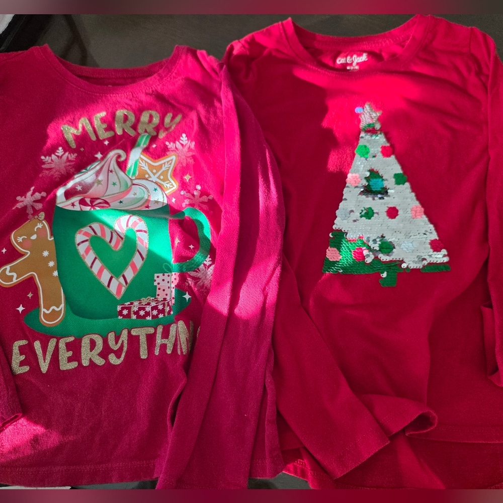 Place Red Long Sleeve Tees with Holiday Designs